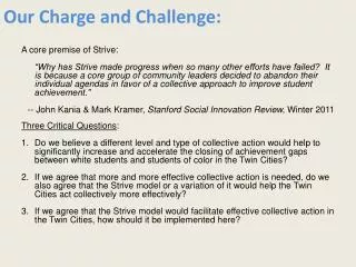 Our Charge and Challenge: