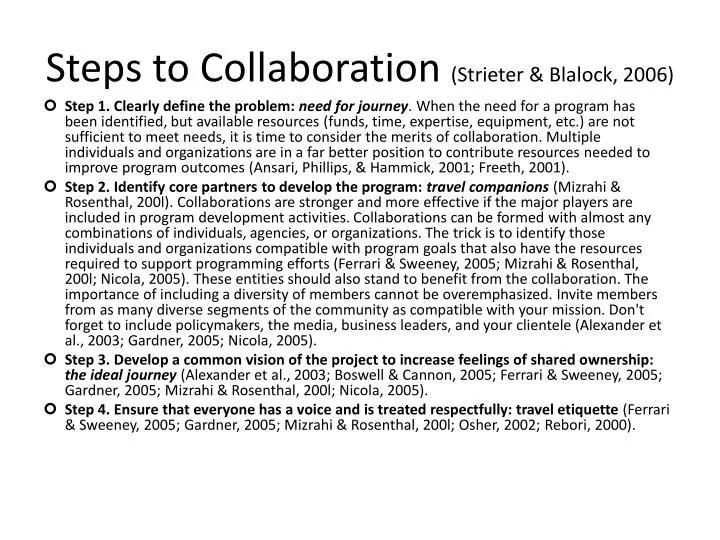 steps to collaboration strieter blalock 2006