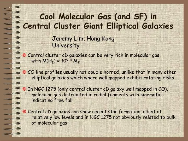 cool molecular gas and sf in central cluster giant elliptical galaxies
