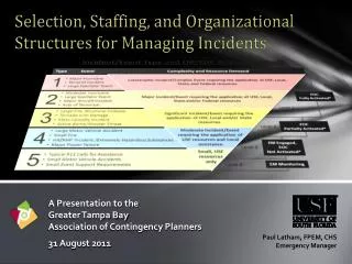 A Presentation to the Greater Tampa Bay Association of Contingency Planners 31 August 2011