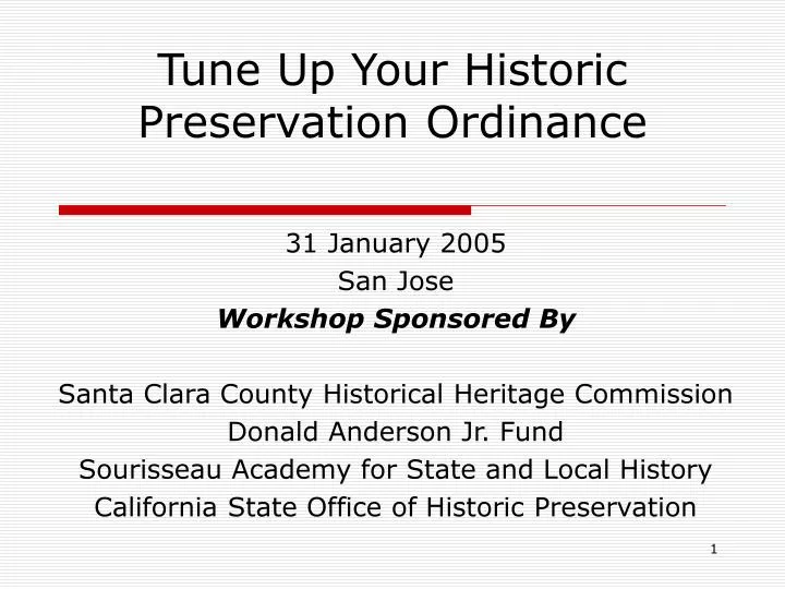 tune up your historic preservation ordinance