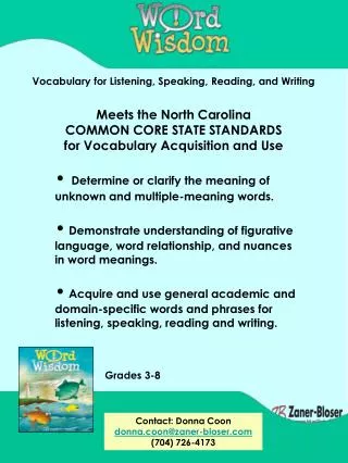 Vocabulary for Listening, Speaking, Reading, and Writing