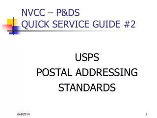 NVCC – P&amp;DS QUICK SERVICE GUIDE #2