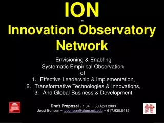 ION Innovation Observatory Network