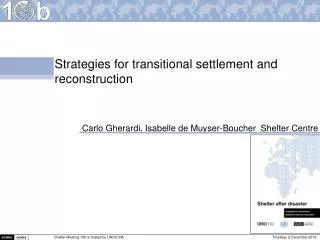 Strategies for transitional settlement and reconstruction