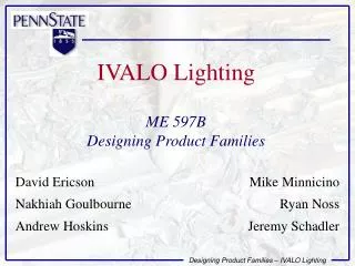 IVALO Lighting ME 597B Designing Product Families