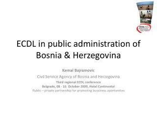 ECDL in public administration of Bosnia &amp; Herzegovina