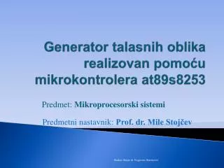 Generator talasnih oblika realizovan pomoću mikrokontrolera at89s8253