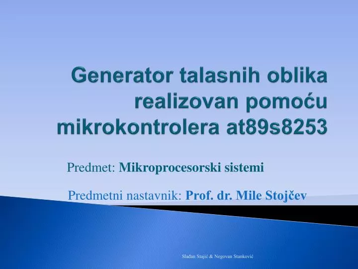 generator talasnih oblika realizovan pomo u mikrokontrolera at89s8253