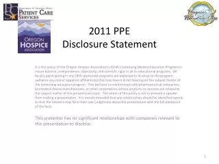 2011 PPE Disclosure Statement