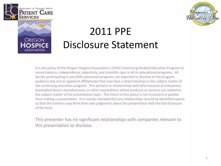 2011 ppe disclosure statement