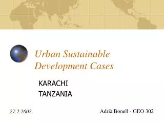 U rban Sustainable Development C ases