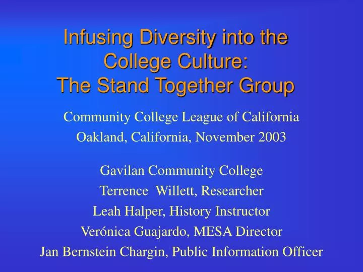 infusing diversity into the college culture the stand together group