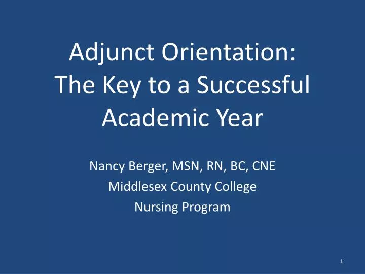 adjunct orientation the key to a successful academic year