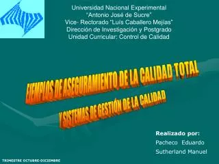 Universidad Nacional Experimental “Antonio José de Sucre” Vice- Rectorado “Luís Caballero Mejías” Dirección de Investiga