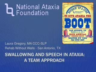 Swallowing and Speech in Ataxia: 		a Team Approach