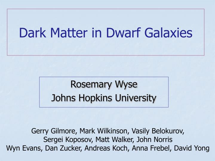 dark matter in dwarf galaxies