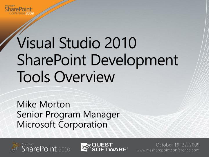 visual studio 2010 sharepoint development tools overview