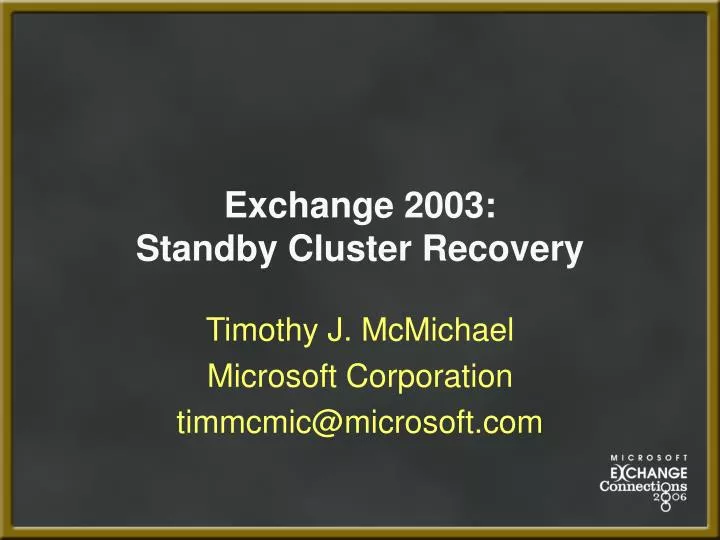 exchange 2003 standby cluster recovery