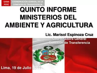 QUINTO INFORME MINISTERIOS DEL AMBIENTE Y AGRICULTURA