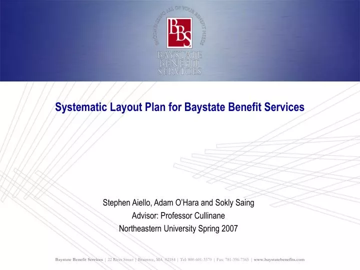 systematic layout plan for baystate benefit services