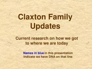 Claxton Family Updates