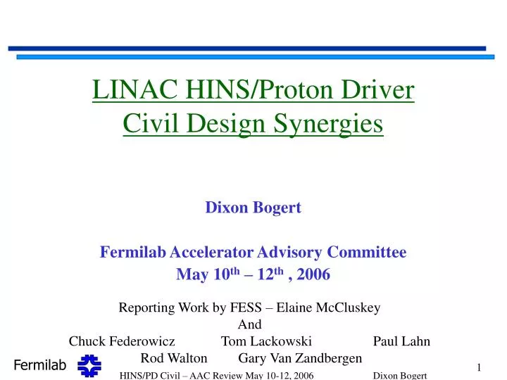 linac hins proton driver civil design synergies