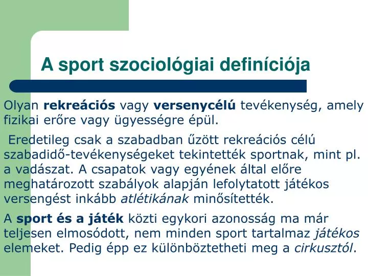 a sport szociol giai defin ci ja