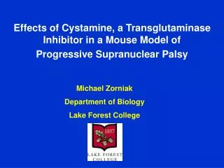 Effects of Cystamine, a Transglutaminase Inhibitor in a Mouse Model of Progressive Supranuclear Palsy