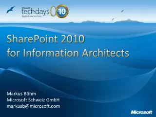 SharePoint 2010 for Information Architects