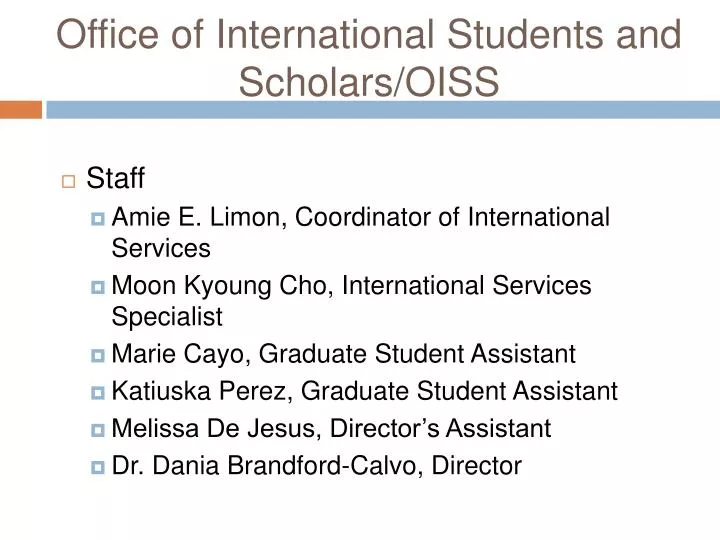 office of international students and scholars oiss