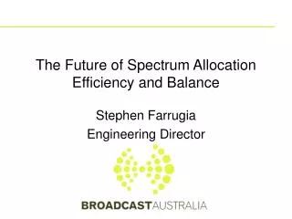The Future of Spectrum Allocation Efficiency and Balance