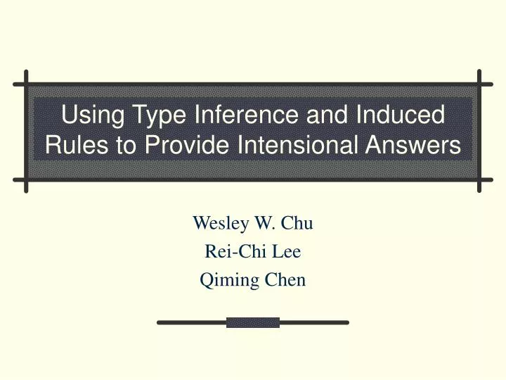 using type inference and induced rules to provide intensional answers