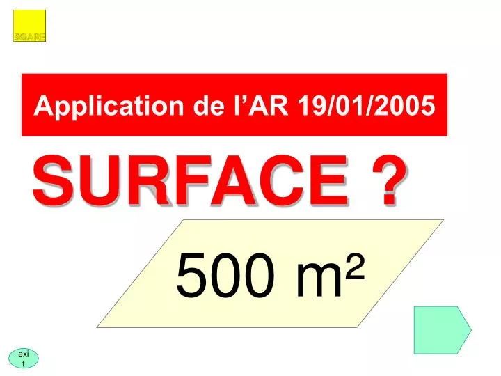 application de l ar 19 01 2005