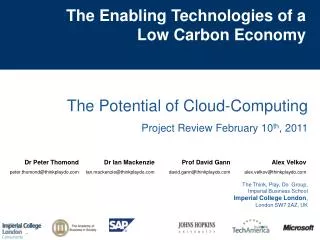 The Enabling Technologies of a Low Carbon Economy
