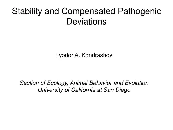 stability and compensated pathogenic deviations