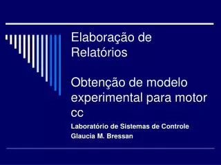 elabora o de relat rios obten o de modelo experimental para motor cc
