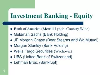 Investment Banking - Equity
