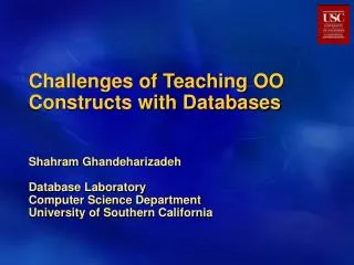 Challenges of Teaching OO Constructs with Databases