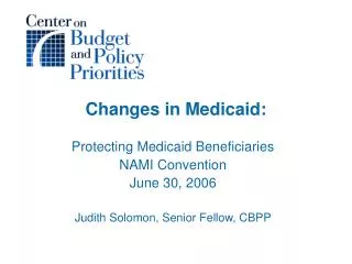 Changes in Medicaid: