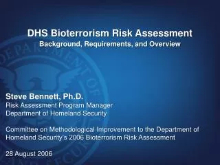 DHS Bioterrorism Risk Assessment Background, Requirements, and Overview