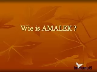 Wie is AMALEK ?