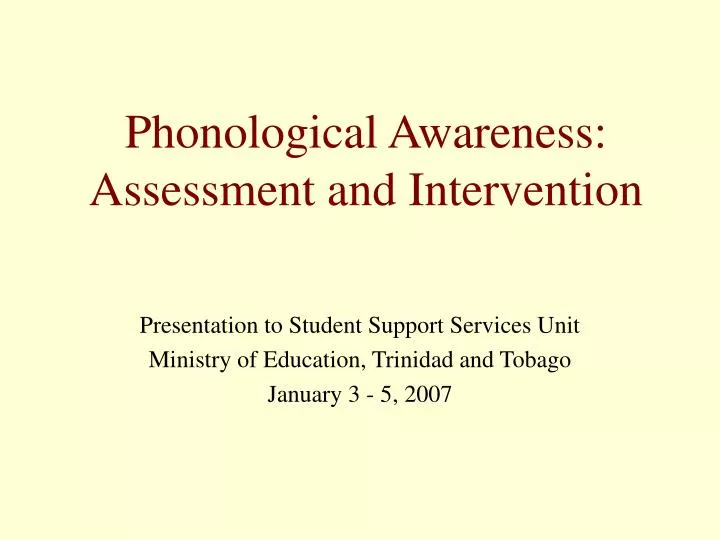 phonological awareness assessment and intervention