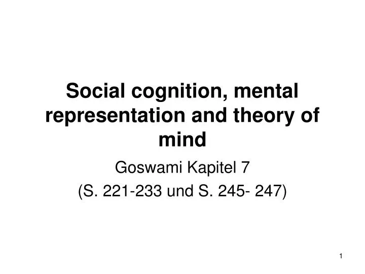 social cognition mental representation and theory of mind
