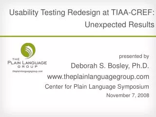 Usability Testing Redesign at TIAA-CREF: Unexpected Results
