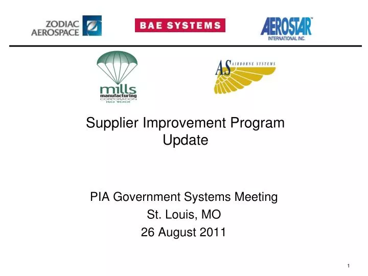 supplier improvement program update