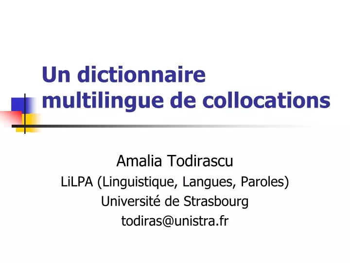 un dictionnaire multilingue de collocations