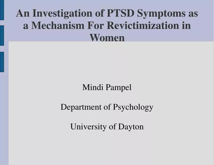 mindi pampel department of psychology university of dayton