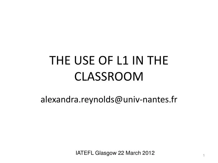 the use of l1 in the classroom