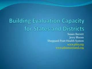 Building Evaluation Capacity for States and Districts